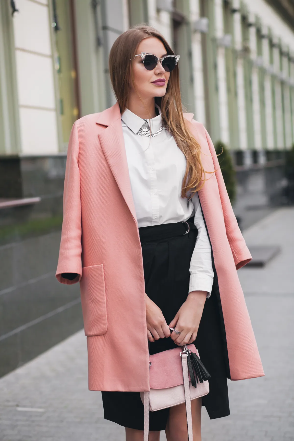 Pink Coat on the Sidewalk, Clothing scene in ClothesLook