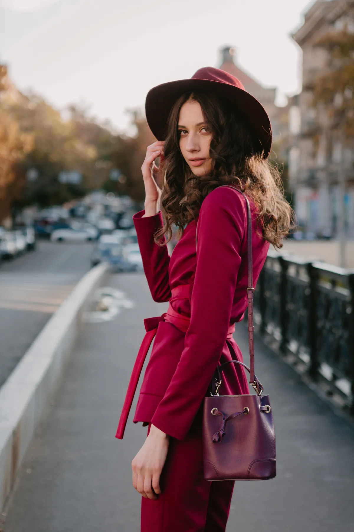 Burgundy Suit and Wide-Brim Hat, Clothing scene in ClothesLook